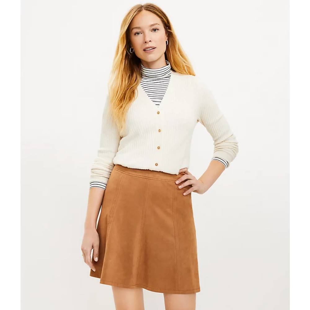 NWT LOFT Faux Suede Flippy Skirt size 14